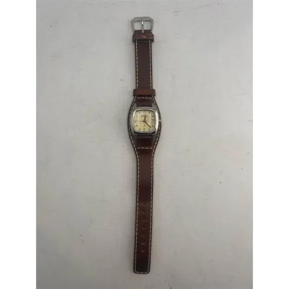 Fossil Women's Square Analog Watch Brown Leather Band Classic Style - Picture 5 of 7